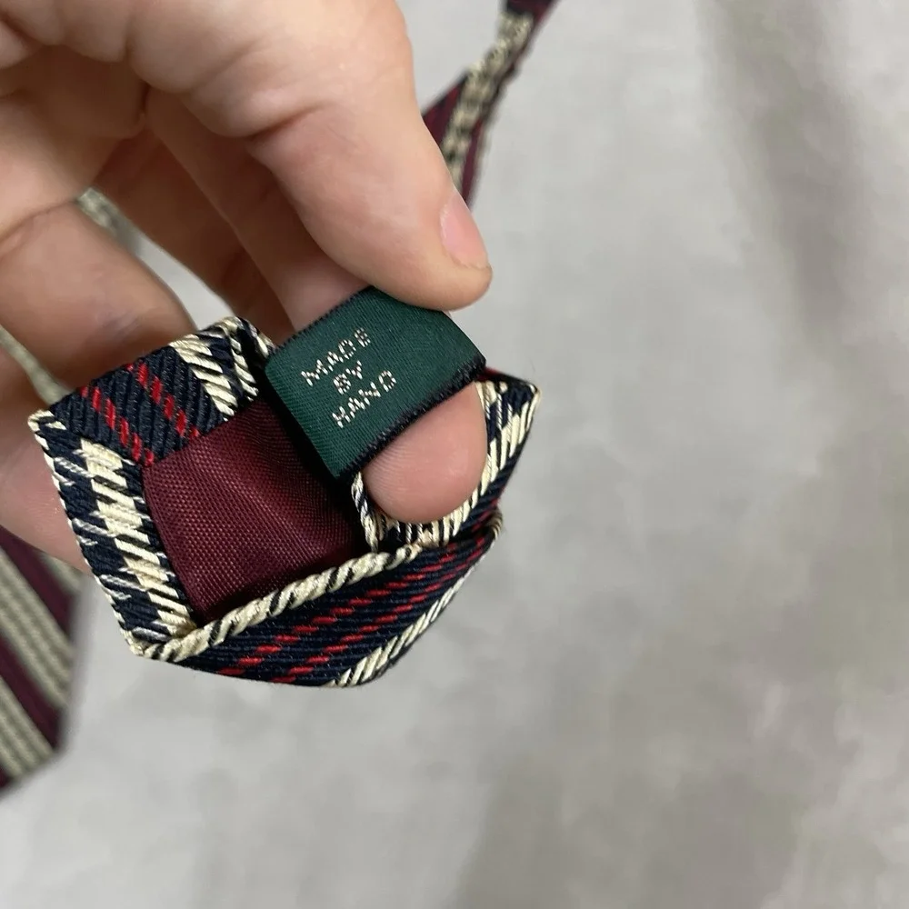 Vintage J.Crew Oarsman Neck Tie 100% Silk Made in USA Preppy Patterned 90s